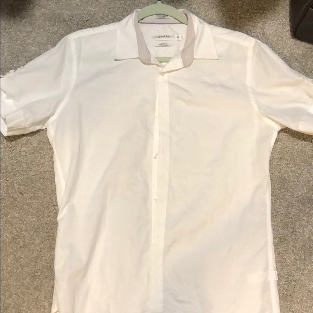 Calvin Klein white casual button up shirt